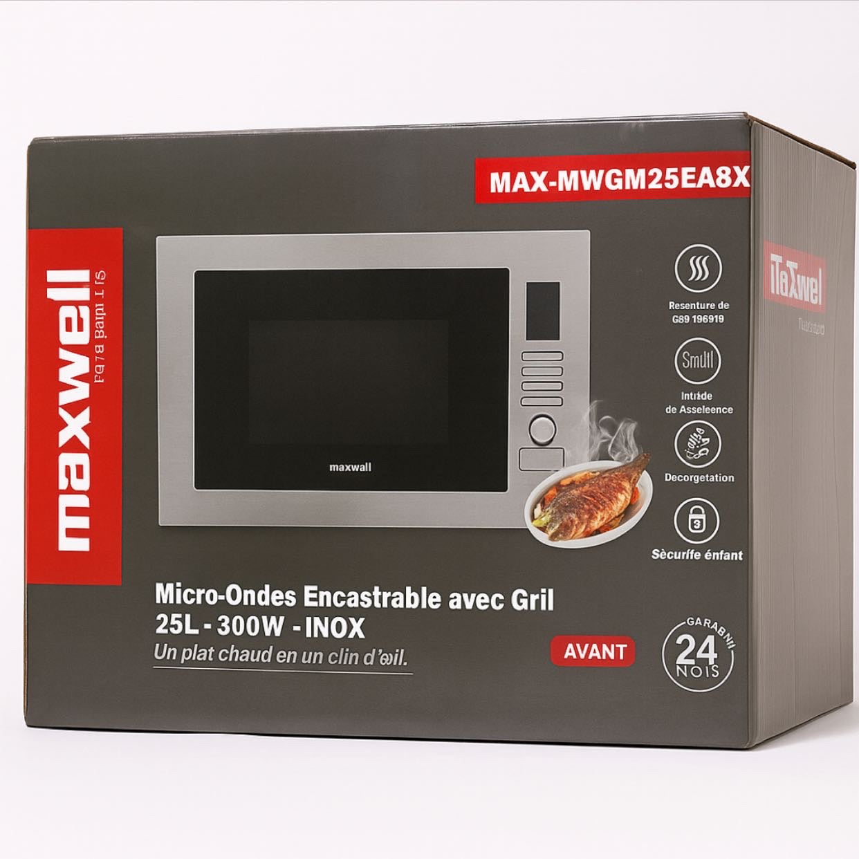 Maxwell built-in microwave oven with a grill function (MAX-MWGM25EA8X)